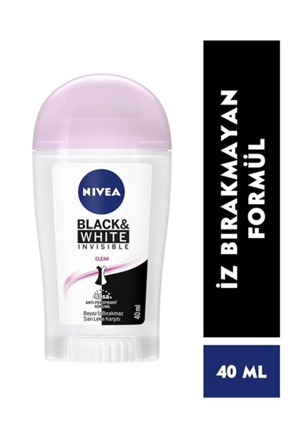 Nivea Invisible Black & White Clear Stick Deodorant 40 Ml Kadın