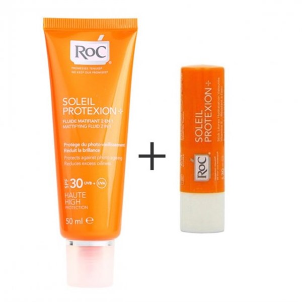 Roc Soleil Protexion Spf 30+ Fluid Cream Güneş Kremi 50 Ml + Güneşten Koruyucu Nemlendirici Stick Hediye